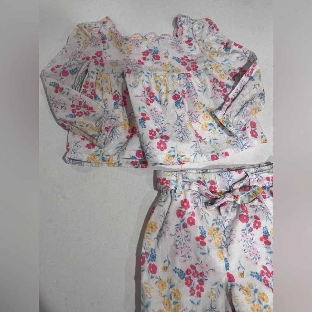 Joie 2 Piece Outfit Set Floral Print Top with shorts‎ xsmall girls 4